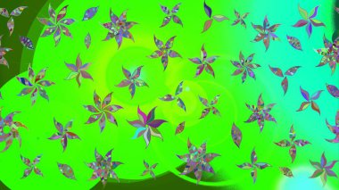 Raster illüstrasyonu. Yeşil renkli yeşil papatya deseni. Yeşil renklerde.