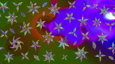 Yeşil renkli çiçekler. Renkli Bahar Teması eskiz kalıbı. Düz Çiçek Elementleri Tasarımı. Güzel çiçek deseni..