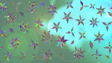 Yeşil renklerde. Raster illüstrasyonu. Yeşil renkte yeşil papatya deseni.