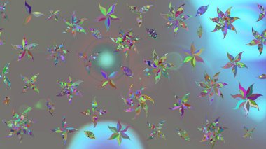 Renkli Bahar Teması eskiz kalıbı. Düz Çiçek Elementleri Tasarımı. Parlak arkaplan eskiz desenli çiçekli fantezi tasarımı.