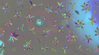 Raster illüstrasyonu. Çiçekli çiçek deseni, suluboya. Renkli Bahar Teması eskiz kalıbı. Gri renkli çiçekler. Düz Çiçek Elementleri Tasarımı.