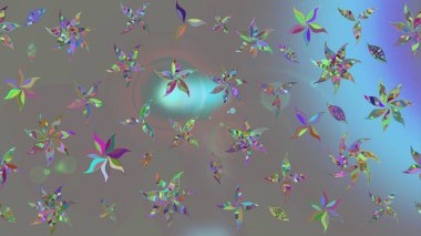 Düz Çiçek Elementleri Tasarımı. Gri renkli çiçekler. Sevimli çiçek raster deseni. Renk Bahar Teması eskiz şablonu.