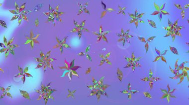 Mor renkli çiçekler. Raster illüstrasyonundaki çiçek desenli çizim. Düz Çiçek Elementleri Tasarımı. Renkli Bahar Teması çizim şablonu.