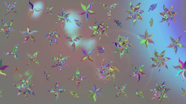 Raster illüstrasyonu. Çiçek desenli çizim. Gri renkli Asya tekstili.