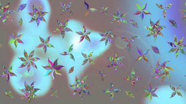 Suluboya, elle çizilmiş. Raster illüstrasyonu. Mavi yapraklı yabani çiçekler. Taslak arkaplan deseni.