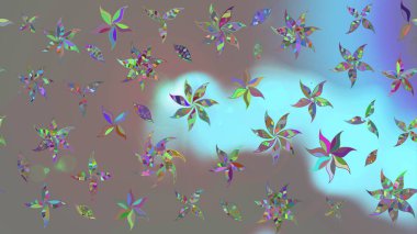 Raster illüstrasyonu. Robot resim. Küçük çiçekte sevimli çiçek deseni var..