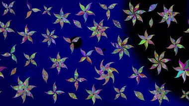 Çiçek. Raster illüstrasyonu. Mavi renklerde. Taslak dekoratif arka plan, çiçek mandala.