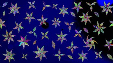 Modern stil dokusu. Çiçek desenli raster, mavi çizgi grafik deseni soyut raster arkaplan.