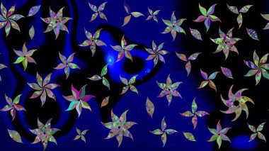 Siyah renkli çiçekler. Raster illüstrasyonu. Küçük çiçekte sevimli çiçek deseni var..