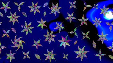 Millefleur 'lar. Tekstil, kumaş, kapaklar, duvar kağıtları, baskı, naylon, koleksiyon defteri, örgü, dekupaj için güzel bir eskiz. Küçük mavi çiçekli oldukça eski bir besin torbası deseni..