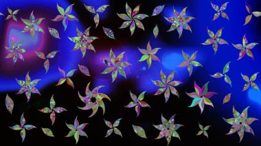 Üzerinde gelincikler ve vadi zambakları olan renkli çiçek desenli nakış deseni. Tekstil tasarımı için siyah renkli geleneksel halk çiçekleri buketi.