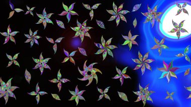 Tekstil tasarımı için siyah renkli geleneksel halk çiçekleri buketi. Üzerinde gelincikler ve vadi zambakları olan renkli çiçek desenli nakış..