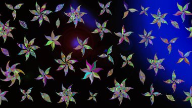 Siyah renkli çiçekler. Küçük çiçekteki sevimli çiçek deseni. Raster illüstrasyonu.