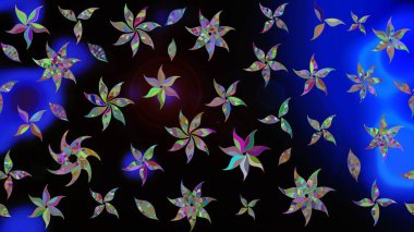 Raster düz çiçek çizim deseni. Siyah renkli çiçekler. Tasarım hediye paketi, tebrik kartları, posterler ve afiş tasarımı.