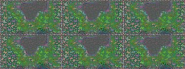 Kelebek gölgeleri ve siluetler. Bahar ve yaz tropikal kelebeklerin yeşil renklerde kusursuz desenleri vardır. Kumaş, kağıt ve ambalaj için uygun. Raster illüstrasyonu.