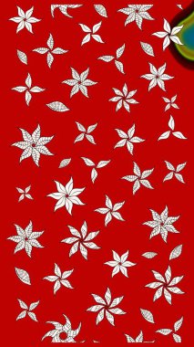 Kırmızı renkte çiçekler. Düz Çiçek Elementleri Tasarımı. Renkli Bahar Teması eskiz kalıbı. Raster illüstrasyonu. Çiçekli çiçek deseni, suluboya..