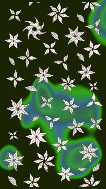 Raster illustration. Floral pattern. Flourish ornamental spring garden texture. Flower sketch background.