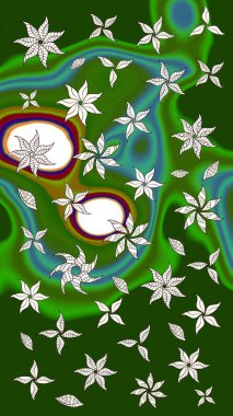 Küçük çiçekteki sevimli çiçek deseni. Yeşil renkte çiçekler.