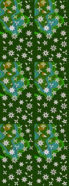 Davetiye ve kartpostal tasarımı için dekoratif çiçek unsurları. Tekstil için figür. Şirin, zarif çiçekler Raster illüstrasyonu. Poster ya da kapak için arka plan. Yapraklı çizim deseni.