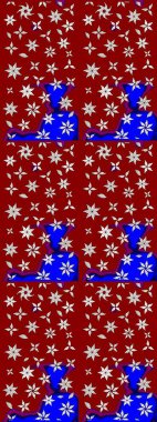 Raster illüstrasyonu. Kırmızı renklerde. Çiçekli güzel suluboya desen.