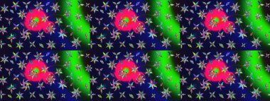 Raster illüstrasyonu. Gri renklerde. Güzel kumaş deseni. Raster illüstrasyonunda çiçek deseni çizimi.