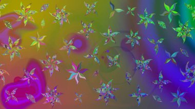 Motley illüstrasyonu. Küçük çiçekte güzel bir desen. Robot resim. Çiçekli bahar çiçekleri. Küçük renkli çiçekler. Moda baskıları için zarif bir şablon.