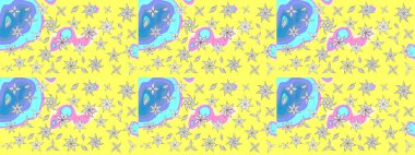 Güzel çiçek deseni. Düz Çiçek Elementleri Tasarımı. Sarı renkli çiçekler. Renkli Bahar Teması çizim şablonu.