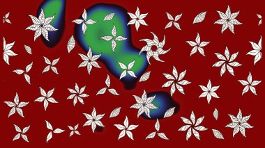 Kırmızı renkte çiçekler. Renkli Bahar Teması eskiz kalıbı. Düz Çiçek Elementleri Tasarımı. Sevimli çiçek raster deseni.