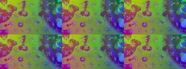 Raster Modaya uygun kumaş deseni. Düz Çiçek Elementleri Tasarımı. Renkli Bahar Teması eskiz kalıbı. Yeşil renkli şirin çiçek deseni.