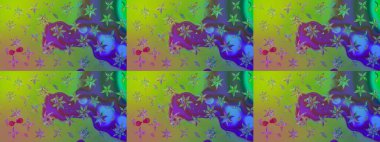 Yeşil renkli şirin çiçek deseni. Raster Modaya uygun kumaş deseni. Düz Çiçek Elementleri Tasarımı. Renkli Bahar Teması çizim şablonu.