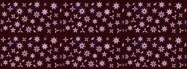 Çiçekli karalama şeklinde Raster çiçek deseni. Raster illüstrasyonu. Nazikçe, yaz çiçekleri kahverengi renklerde.