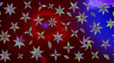 Düz Çiçek Elementleri Tasarımı. Renkli Bahar Teması eskiz kalıbı. Kahverengi renkli çiçekler. Sevimli çiçek raster deseni.