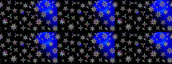 Raster illüstrasyonu. Asya tekstil tarzında. Raster illüstrasyonu. Siyah renkli çiçekler. Çiçek desenini çiz.