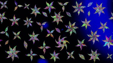 Ağaç dallı bahar çiçekleriyle desen, çiçek siluetiyle siyah renkler. Raster deseni.