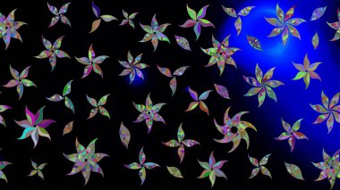 Çiçekli, yapraklı, çiçek desenli eskiz. El çizimi. Raster illüstrasyonu.