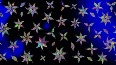 Ağaç dallı bahar çiçekleriyle desen, çiçek siluetiyle siyah renkler. Raster deseni.