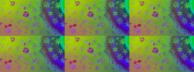 Raster illüstrasyonu. Yumuşak, yeşil renkli bahar çiçekleri. Raster çiçek desenli ve çiçekli..