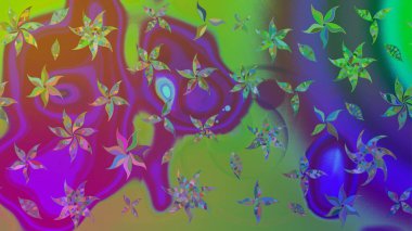 Düz Çiçek Elementleri Tasarımı. Raster. Renkli Bahar Teması çizim şablonu.