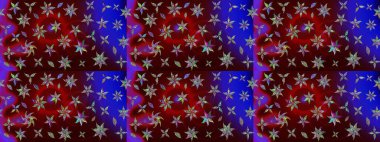 Eskiz arkaplan modeli. Raster - stok. Yapraklı çiçekler ve kahverengi renkli papatya çiçekleri..