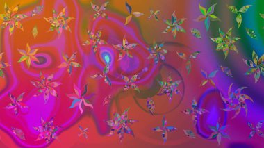 Çiçekli karalama şeklinde Raster çiçek deseni. Mor renkli çiçekler. Nazik, narin çiçek arkaplanı.