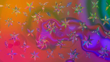 Mor renkli çiçekler. Tropik çiçek desenleri. Raster illüstrasyonu.