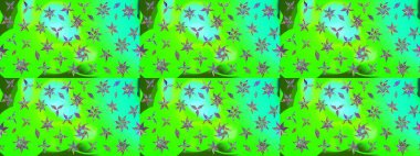 Yeşil renklerde. Raster illüstrasyonu. Çiçekli güzel suluboya desen.