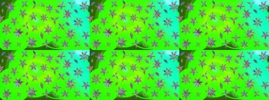 Robot resim. Raster illüstrasyonu. Yeşil renkli çiçekler. Şirin çiçek elementleri..