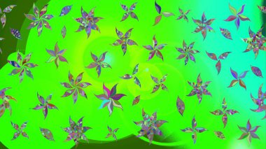 Raster illüstrasyonu. Yeşil renkli çiçekler. Küçük çiçekte sevimli çiçek deseni var..