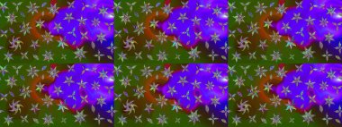 Hediye ambalaj kağıdı, tebrik kartları, posterler ve pankart tasarımı. Yeşil renkli çiçekler. Raster düz çiçek çizim deseni.