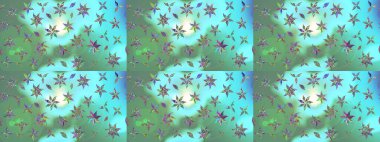 Düz Çiçek Elementleri Tasarımı. Renkli Bahar Teması eskiz kalıbı. Güzel kumaş deseni. Zentangle soyut çiçekleri. Raster illüstrasyonu. Çiçek tozu..