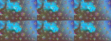 Çiçekli karalama şeklinde Raster çiçek deseni. Mavi renkli çiçekler. Yumuşak, yaz çiçekli arka plan.