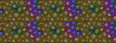 Düz Çiçek Elementleri Tasarımı. Renkli Bahar Teması eskiz kalıbı. Şirin çiçek elementleri. Raster illüstrasyonu. Çizim deseni Modaya uygun kumaş deseni.