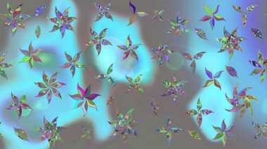 Çiçek buketleriyle klasik bir eskiz şekli. Raster illüstrasyonu. Mavi renklerde.