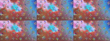 Renkli Bahar Teması eskiz kalıbı. Düz Çiçek Elementleri Tasarımı. Kahverengi renkli çiçekler. Raster illüstrasyonunda çiçek deseni çizimi.